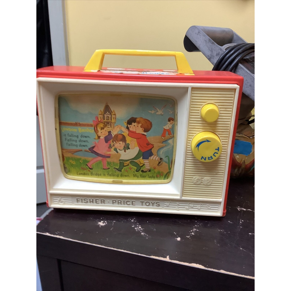 Vintage 1964 Fisher-Price Giant Screen Music Box TV Two Tunes Working